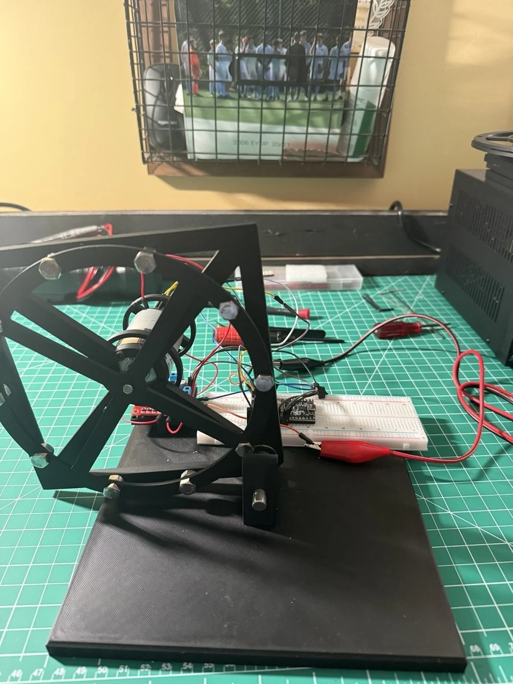 ESP32, motor driver, and bench electronics